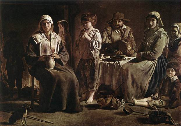 A Peasant Family ca. 1640  by Le Nain Brothers   (1598-1677)    Musee du Louvre  Paris